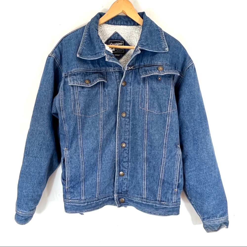 Levi Renegade Trucker Mens Jacket. Sz S. Blue denim.  Faux Sherpa